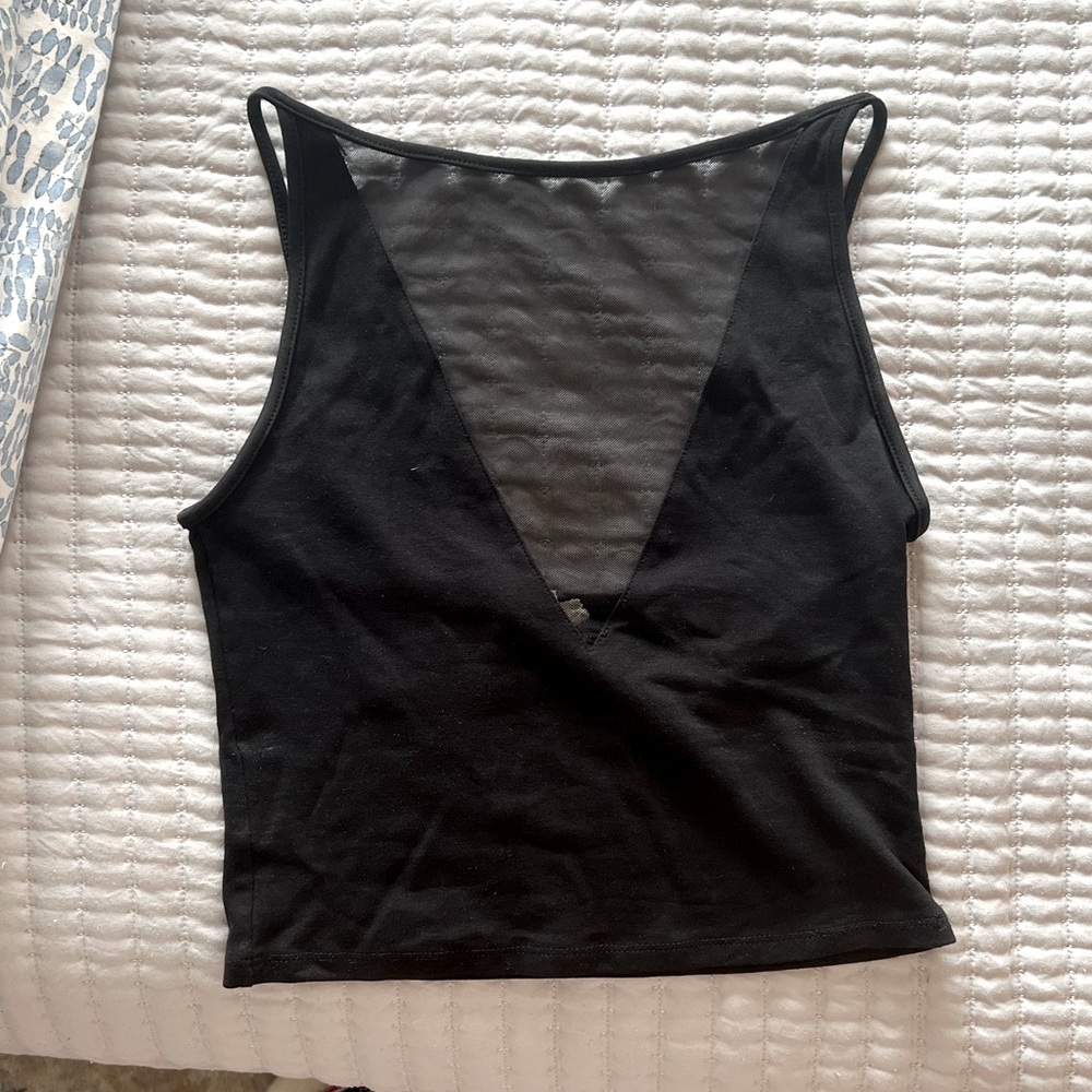 Silence and Noise sheer mesh v neck